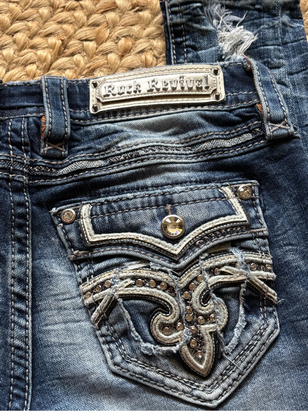 Rock Revival Distressed Blue Skinny Jeans Size 27 - Picture 4 of 14